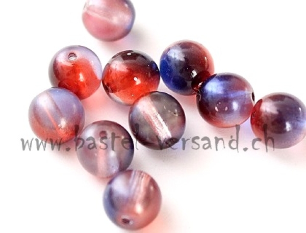 Glasperle 8mm blau/orange