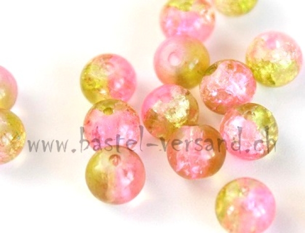 Crackle 6mm rosa/gelb