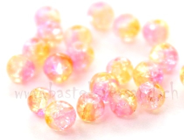 Crackle 4mm rosa/gelb