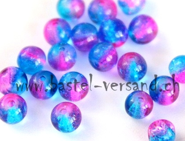 Crackle 4mm blau/pink