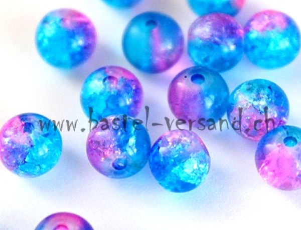 Crackle 6mm blau/pink