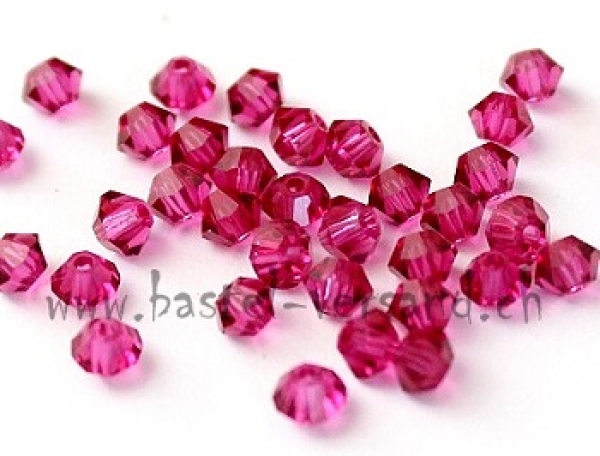 Glasperle Doppelkegel 3mm fuchsia