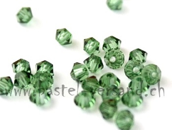 Glasperle Doppelkegel 3mm oliv