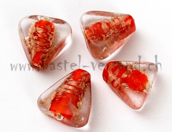 Glasperle 18 x 18mm rot