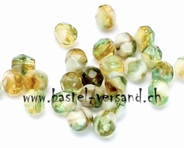 Glasfacettenperle 6mm grün (Feuerpoliert)