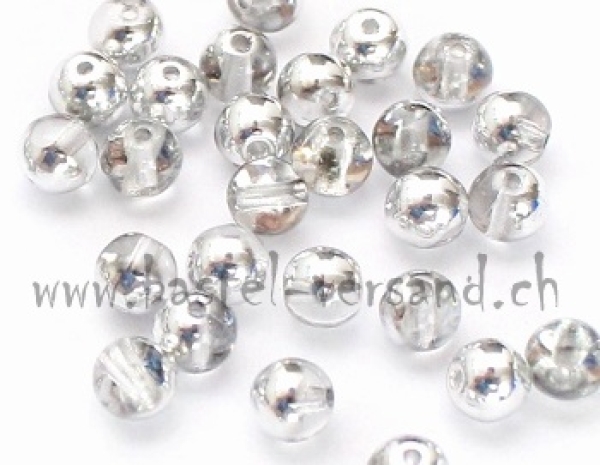Glasperle 5mm silber transparent