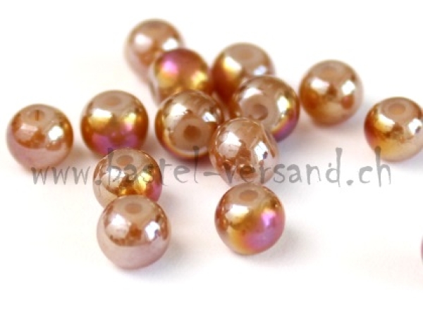 Glasperle 6mm braun irisierend