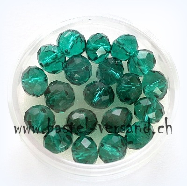 Glasfacettenperle 8 x 6mm emerald