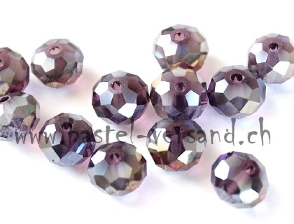 Glasfacetten Rondellen (AB) 8mm violett