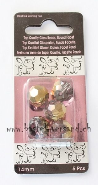 Glasfacettenperle 14mm gold/silber