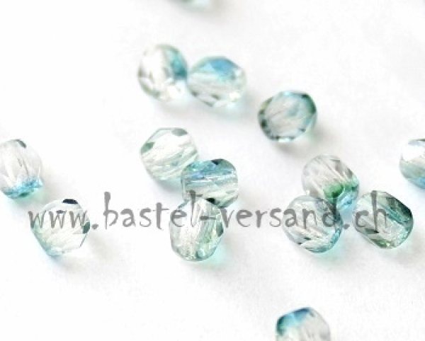 Glasfacettenperle 4mm grün / transparent