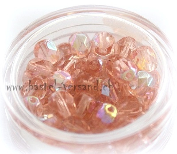 Glasfacettenperle 6mm rosenquarz
