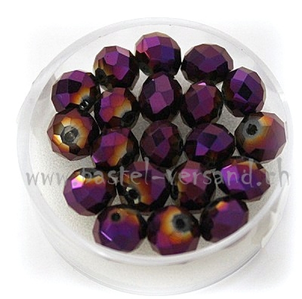 Glasfacettenperle 8 x 6mm lila metallic
