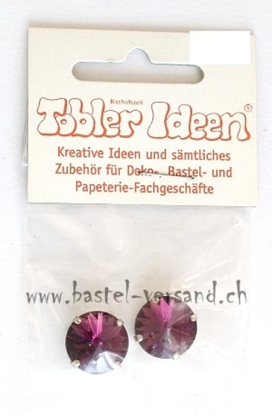 Glasstein gefasst 13mm amethyst (2Stk.)