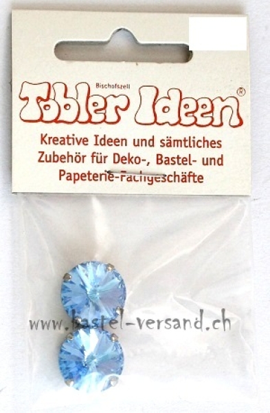 Glasstein gefasst 13mm aqua (2Stk.)