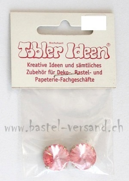 Glasstein gefasst 13mm hellrosa (2Stk.)