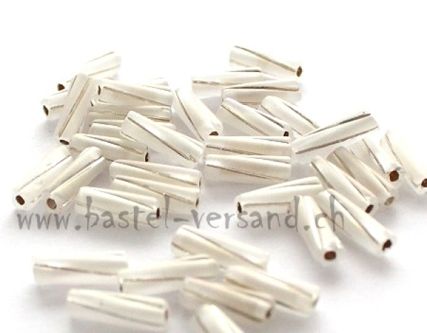 Glasstifte gedreht (twisted) 10mm silbereinzug kristall matt