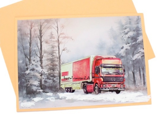 Karte Weihnachten LKW Mercedes
