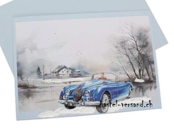 Karte Oldtimer blau