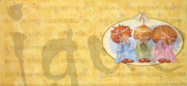 Serviette 3 engeli gelb