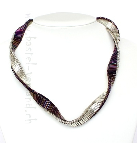 Halskette aubergine irisierend/silber