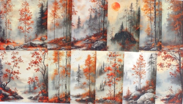 Designpapier Herbstwald
