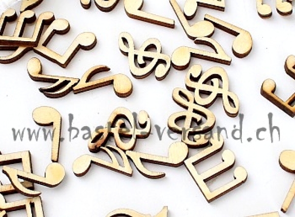 Holzstreuteile Noten und Notenschlüssel