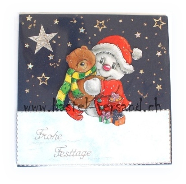 Weihnachtskarte Weihnachtsbär "Frohe Festtage"