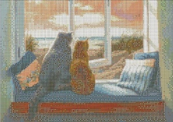 Diamond Painting Katzen am Fenster