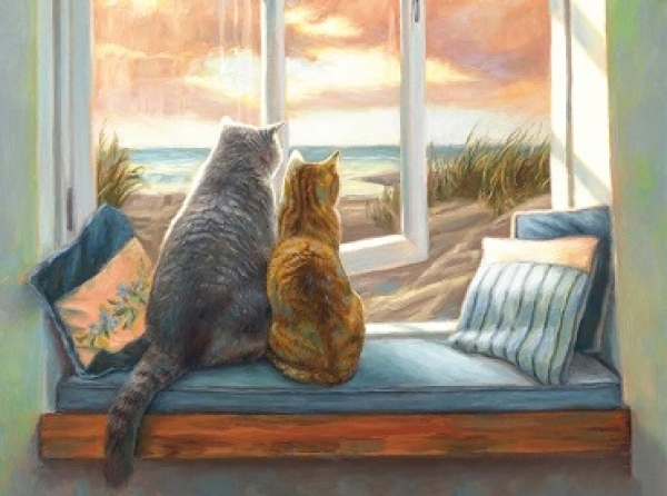Diamond Painting Katzen am Fenster
