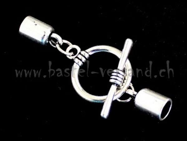 Knebelverschluss mit Endkappen rund silberfarbig