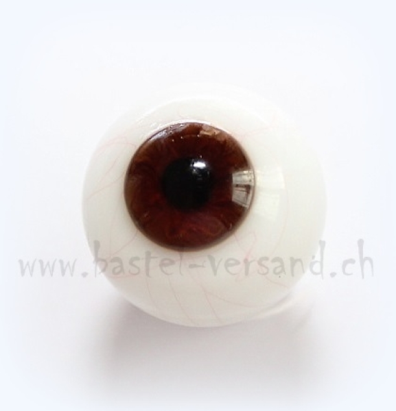 Kristallglas Puppenaugen 22mm braun mit Adern