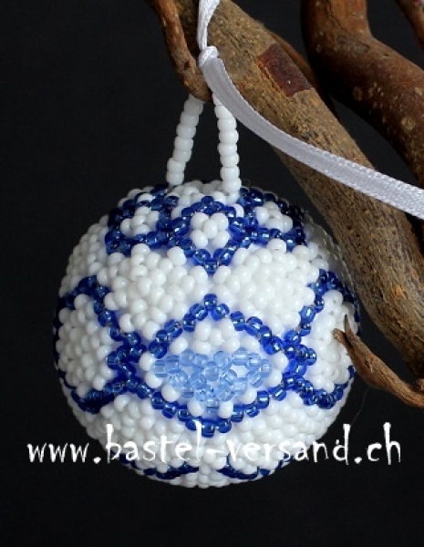 Kugel 4,5cm weiss/blau