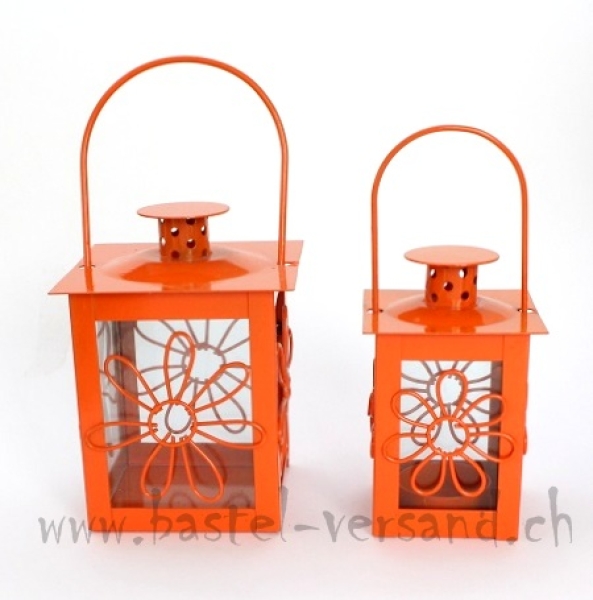Metall Laterne orangerot (Set)