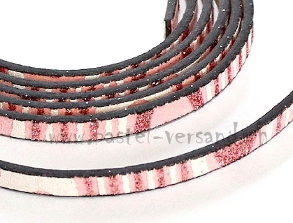 Flachleder 5mm rosa mit Glimmer