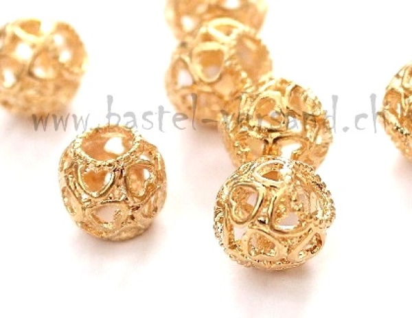 Metallperle 10mm goldfarbig "Herz"