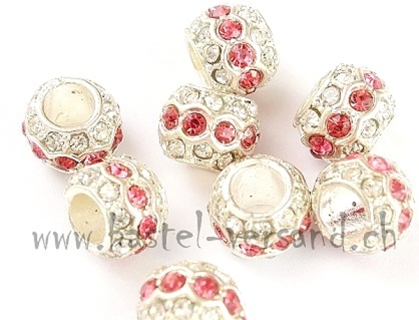 Metallperle 10mm mit Strass rosa