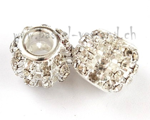 Metallperle 10mm mit Strass kristall