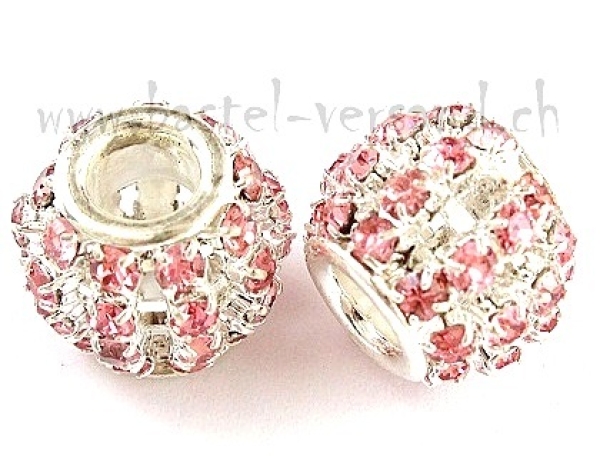 Metallperle 10mm mit Strass rosa