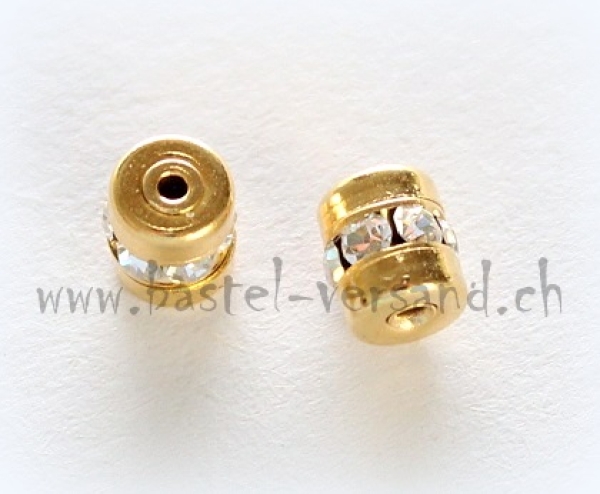 Metallperle mit Strass goldfarbig