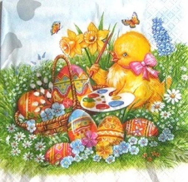 Serviette küken bemalt eier