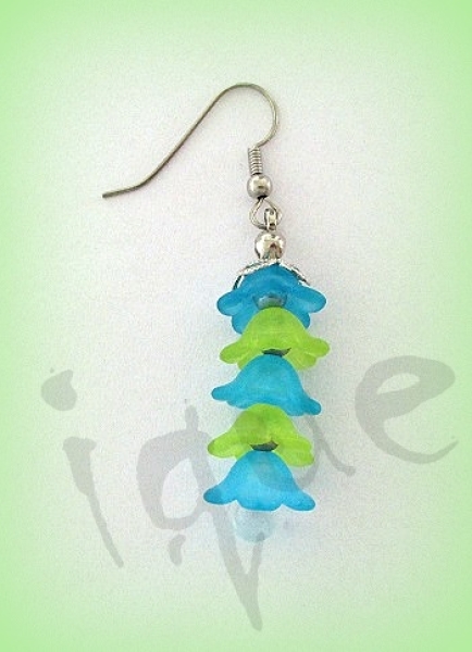 Ohrhänger Blume blau/grün