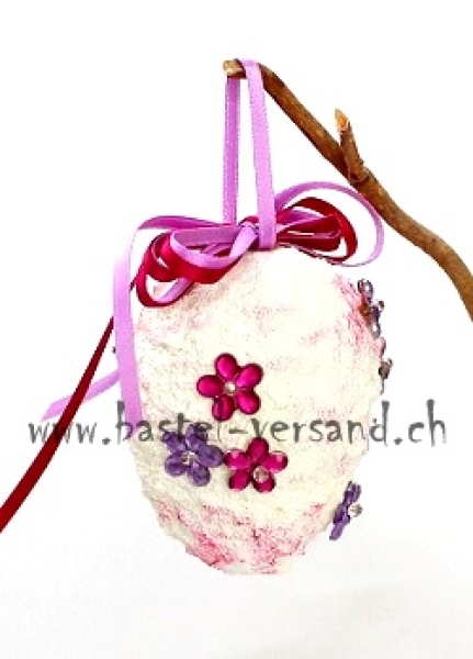 Osterei 8cm pink Blümchen