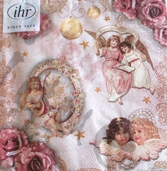 Serviette romantic angels rose