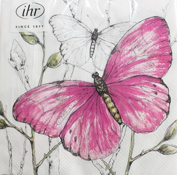 Serviette butterflies pink