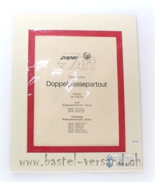 Doppelpassepartout elfenbein - himbeer