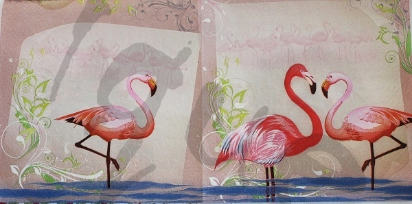 Serviette pair of flamingos
