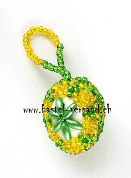 Perlenei 3cm gelb/grün