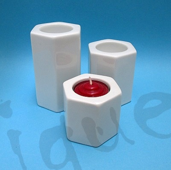 Porzellan Kerzenhalter 6 eckig