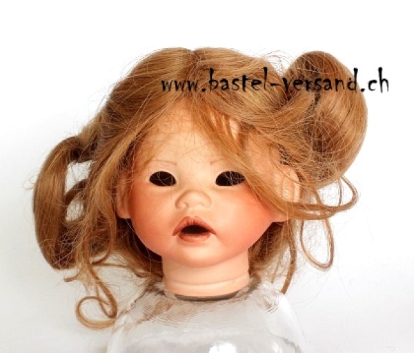 Puppenperücke 33cm mit Schwänzchen braun